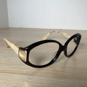 Oliver Peoples Black Front Cream Temples Oval Sunglasses frames